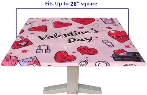 Fitted Outdoor Tablecloth, Love is in The Air Pattern Printed on Stain Resistant Flag Card Table Covers, Ideal for Buffet Catering Community, Fit for 28" x 28" Square Tables - Image 5