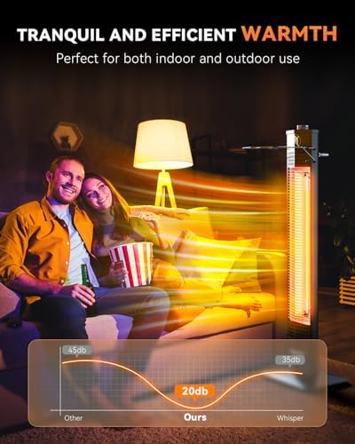 Encyclpo Patio Heater for Outdoor Use,1500W Infrared, 36 in Portable Tower Heater, 3 Levels, IPX5 Waterproof, Tip-Over&Overheat Protection for Garage, Indoor, Large Room, Backyard, Home - Image 3