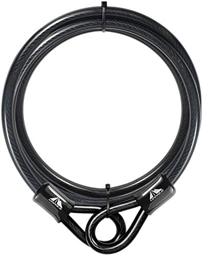 MARQUE Security Steel Cable - 3/8 inch (10 mm) Thick (4', 7', 15', 20' or 30') Vinyl Coated Braided Steel Cable with Double Sealed Looped Ends for U-Lock, Padlock, Disc Lock (7 FT) by Marque