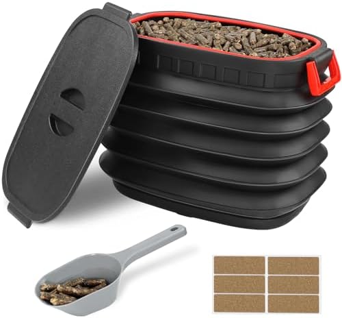 TNNTOPELE Wood Pellet Storage Containers with Scoop & Stickers Kit - Pellet Bin Pellet Bucket - Pellet Containers for Grill Pellet - Smoker Pellet Storage Pellet Grill Accessory - Black by TNNTOPELE
