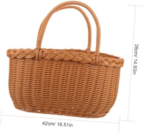 Woven Storage Basket, with Handle, Lightweight Fruit Snack Organizer - Image 2