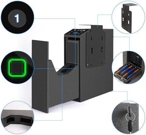 Biometric Slider Handgun Gun Safe with LCD Screen of Time Temp Humidity - Image 6