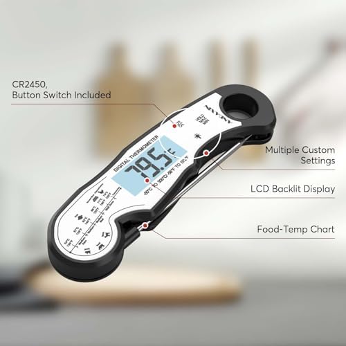 Digital Instant Read Meat Thermometer Digital for Grilling and Cooking - ANDAXIN Waterproof Ultra-Fast Thermometer with Backlight&Calibration&Foldable Probe for Kitchen,Deep Fry,BBQ,Grill-Black/White - Image 5