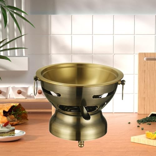 Shabu Pot Chafing Dish Stainless Steel Stew Pot Single Person Hotpot Portable Hot Pots Stockpot for Restaurant Home Parties, copper - Image 4