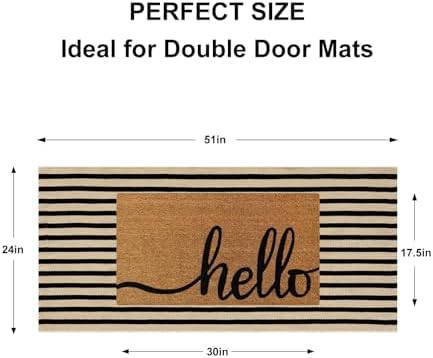Fall Front Door Mat 2'x4.3', Cotton Washable Striped Outdoor Rug - Image 2