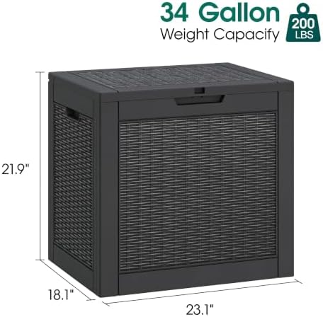 KAMABOKO Outdoor Storage Box, 34 Gallon Deck Box Outdoor Waterproof Small - Image 3