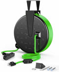 DEWENWILS 30FT Extension Cord Reel, 16/3 Gauge SJTW Power Cord, Retractable Cord Reel with 3 Outlets, Ceiling/Wall Mount for Garage, Workshop, 10A Circuit Breaker, Metal Plate, UL Listed, Green by DEWENWILS