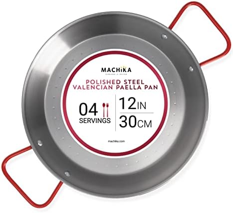 Machika Traditional Carbon Steel Skillet, Genuine Spanish Paella Pan with Dimpled Surface, Versatile Carbon Steel Pan for Global Rice Dishes, 12 inches/4 Servings by MachikaEveryoneIsInvited