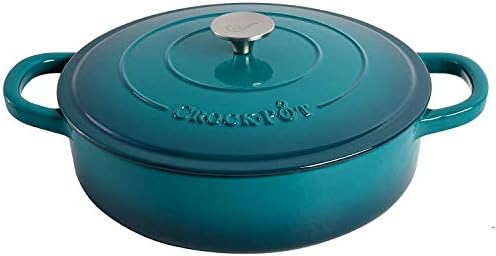 Crock-Pot Artisan Enameled Cast Iron Braiser W/Lid, 5 Quart, Teal Ombre by Crock-PotBrand