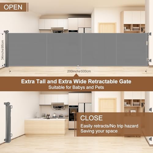 Miumoon 200 inch Reinforced Retractable Baby Gates 37 inch Tall - Image 4