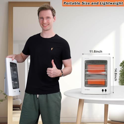 Radiant Space Heater, Portable Electric Heater, Infrared Heaters for Indoor Use, Halogen Heater for Garage Office, Foldable Holder, Overheat and Tip-over Protection, ETL Listed - Image 3