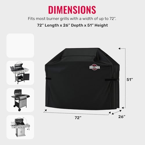 Grillman Waterproof BBQ Grill Cover for Outdoor Grills, 72 Inch, Black - Image 3