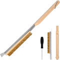 Aolso Pizza Oven Brush, 21" Brush and Stainless Steel Scraper for Pizza Stone, BBQ Grill Cleaning Brush Non Scratch Heat Proof Brass Bristles with Screwdriver, Outdoor Pizza Oven Accessories by Aolso