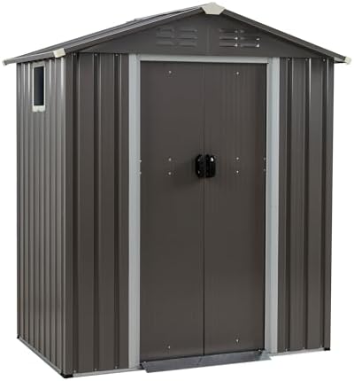 JY QAQA 5x3 FT Metal Outdoor Garden Storage Shed,Waterproof Metal Garden Sheds with Window and Lockable Double Door,Weather Resistant Steel Tool Storage House Shed forPatio,Lawn by JYQAQA
