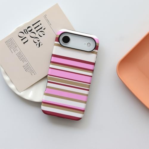 for iPhone Air Case, Magnetic Matte Frosted Dual-Layer Striped Phone Case for Women, Retro Aesthetic Cover Compatible with MagSafe Accessories - Berry Sage - Image 2