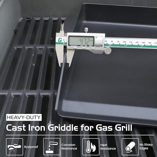 Cast Iron Griddle Gas Grill Pan Insert for Weber Charbroil Nexgrill Replacement Parts Universal Stove Top Flat Charcoal Cooking Plate Outdoor Camp Tailgating Teppanyaki Accessory 17" x 13" - Image 2