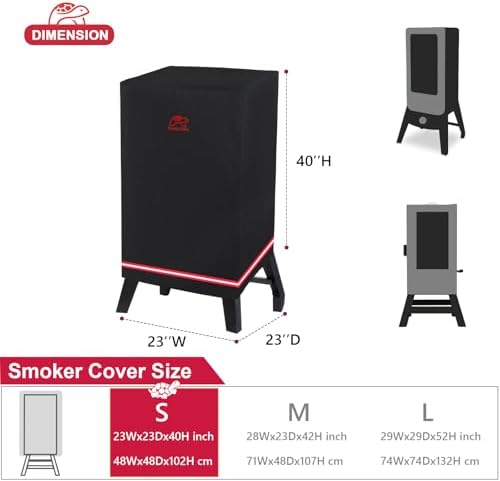 Turtle Life Smoker Cover for Masterbuilt 710 WiFi Digital Electric Smoker Pit Boss 2-3 Series Gas Vertical Smoker, Waterproof Heavy Duty Outdoor Smoker Grill Cover 23”W x 23”D x 40”H inch, Black - Image 3
