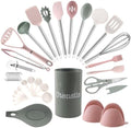 COOK WITH COLOR Silicone Cooking Utensils, Kitchen Utensil Set, Easy to Clean Silicone Kitchen Utensils, Cooking Utensils for Nonstick Cookware, Kitchen Gadgets Set, 38 Piece, Mint by CookwithColor