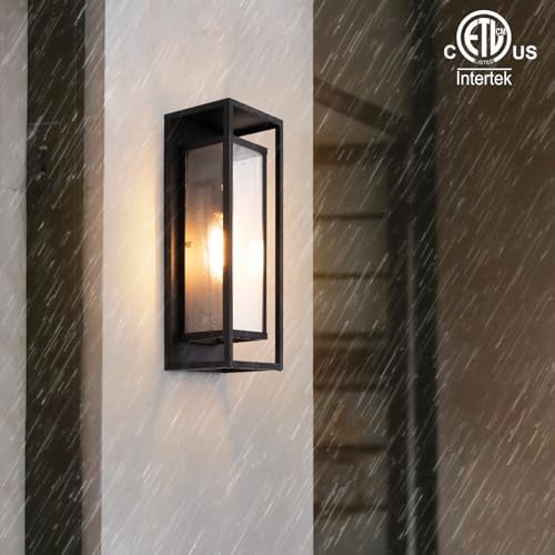 mirrea 18" Modern Outdoor Porch Wall Light, Matte Black, 2 Pack - Image 6