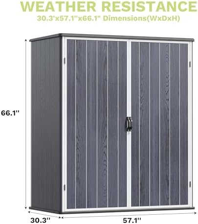 Devoko 5x3 FT Resin Storage Shed with Floor, Vertical Outdoor Cabinet - Image 2
