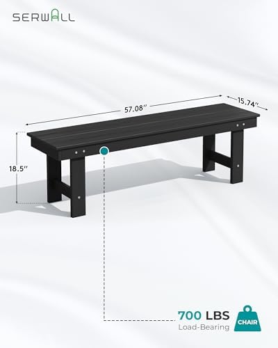 SERWALL Outdoor Dining Set, Patio Dining Set with Bench, Black - Image 3