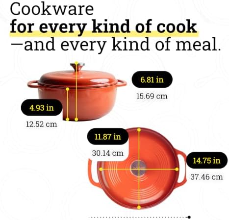Lodge Essential Enamel Cast Iron Dutch Oven, 7.5 Quart, Poppy - Image 5
