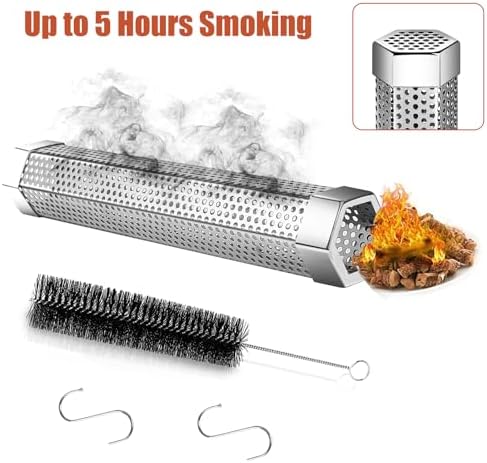 Pellet Smoker Tube,304 Premium Stainless Steel Smoke Tube,12'' Smoker Tube for Pellet Grill and Smoker with Brush -Hot or Cold Smoking Accessories - Image 7