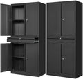 Letaya Metal Garage Storage Cabinet with Drawer,4 Door Tool Cabinet with Lock-2 Adjustable Shelves for Garage Home Office Utility Room (Black) by LetayaMetalCabinets