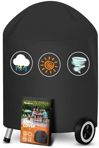 Kettle Grill Cover 22 Inch - Superior Charcoal Grill Cover for Weber Kettle Grill - 600D Outdoor BBQ Covers for Weber 22 Inch Original Kettle Grill, Master Touch Charcoal Grill and More by HomWanna