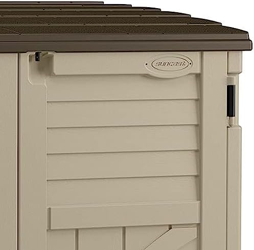 Suncast Horizontal Shed, Compact Outdoor Storage System, 34 Cu. Ft. Capacity, Sand & Slate - Lockable Multi-Wall Resin Organizer for Garbage Cans, Garden Tools, Bins, Bikes and Yard Equipment - Image 6