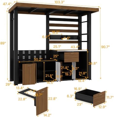 MOUMON 8.6Ft Outdoor Kitchen Grill Gazebo, BBQ Shelter, Natural - Image 7