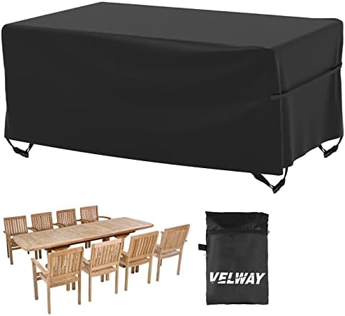 Velway Patio Furniture Cover Outdoor, Waterproof Rectangular Patio Table Chair Sofa Set Cover, 95”Lx64”Wx40”H, All Weather Oxford Tear-Resistant Material with Zipper Carrying Bag Windproof Buckles by Velway