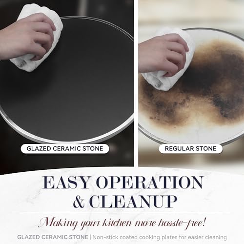 Baker's Friend Electric Pizza Oven Indoor Countertop, 12 Inch Maker Machine for Home, Cooker & Grill, Premium Glazed Ceramic Stone Oven, Creamy White - Image 5
