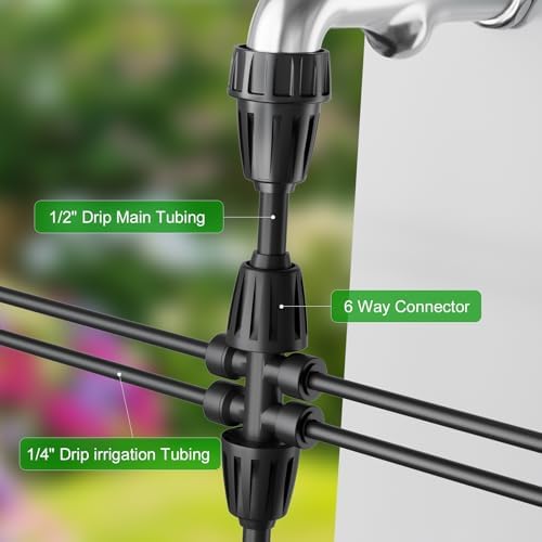 1/2 Inch to 1/4 Inch Barbed Tee Connectors, Drip Irrigation Reducing T Fittings for Main Line to Branch Line Conversion, Quick-Install Leak-Free Irrigation Connectors, 6 Pack - Image 2