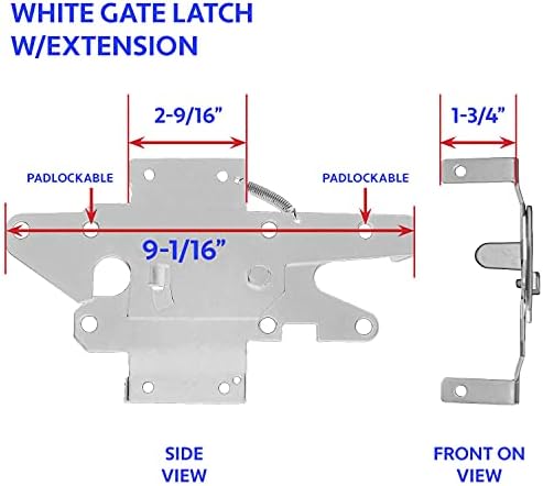 Vinyl Gate Extended Latch White (for Vinyl, Wood, PVC etc Fencing) Fence Gate Latch w/Mounting Hardware - Gate Latches Have a 90 Degree Bracket Resulting in a Positive Latch to Gate Connection - Image 2