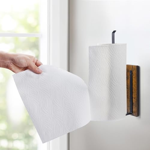 Magnetic Paper Towel Holder,Wood Farmhouse Heavy Duty Strong Magnet Backing for Toolbox,Grill,Microwave,Fridge,Garage - Fit for Large Size of Paper Towel Roll - Image 3