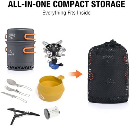 Widesea Camping Cookware Sets for 1-2 Person, Compact Backpacking Cookware with Pots, Stove, Mug and Outdoor Cooking Accessories - Image 6