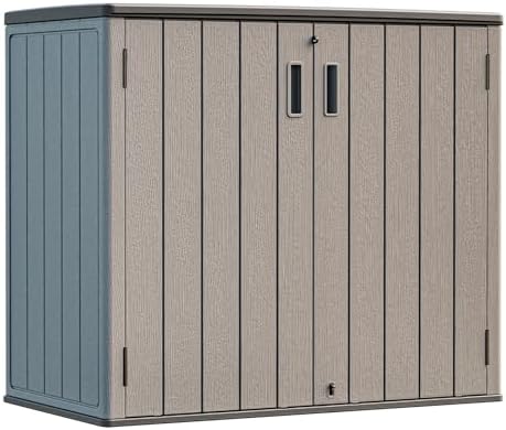 HOMSPARK Outdoor Storage Shed 37 Cu.Ft, All-Weather Resistant Resin Garden Sheds & Outdoor Storage Clearance with Floor, Double-Layer Plastic Tool Sheds for Patio, Garden & Lawn (Shallow Brown) by HOMSPARK