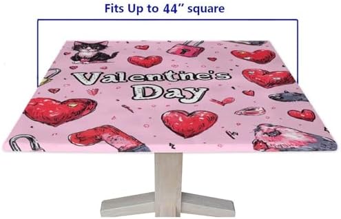 Tablecloth for Card Table Size, Love is in The Air Pattern Printed on Polyester Water Table Cover, Suitable for Home Dining Camping BBQ, Fit for 44" x 44" Square Tables - Image 5