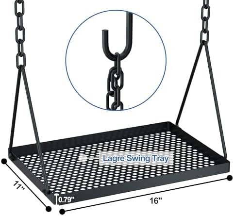 RELIANCER Grill Swing,Campfire Grill Cooking Stand w/8 Hooks & Storage Bag,Cast Iron BBQ Party Swing Grilling Cooking Rack,Outdoor Picnic Camping Cookware Hanging Rack,Collapsible Bonfire Barbecue Set - Image 6