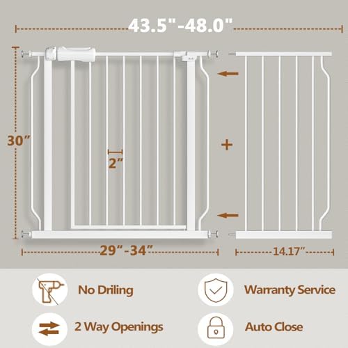 Fairy Baby 43.5-48 Inch Extra Wide Easy Step Safety Gates for Doorways - Image 3