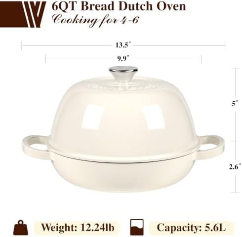 Umite Chef 6QT Enameled Cast Iron Dutch Oven for Bread Baking - Image 6