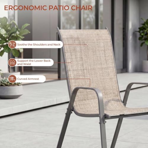 TLSUNNY 5 Pieces Patio Dining Set for 4, Glass Table and Textilene Chair - Image 4