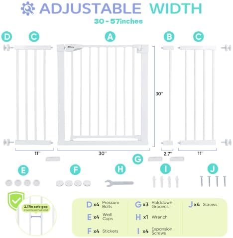 Sekey Baby Gate for Stairs, 30-57" Extra Wide No Drilling Dog Gate - Image 6