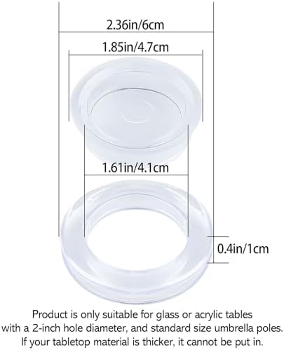 2 Pack Patio Table Umbrella Hole Ring and Cap Set for Standard Table Hole - Image 2