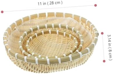3Pcs Bamboo Woven Food Washing Basket Storage Canister Set, Khaki - Image 3