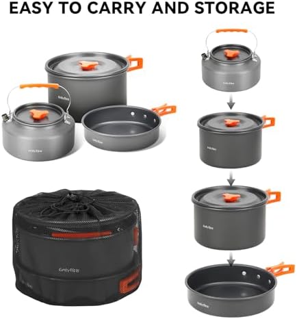 10pcs Camping Cookware Mess Kit, Outdoor Cooking Utensil Set, CT603 - Image 7