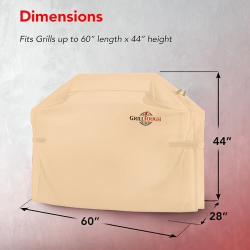 GrillTough Heavy Duty BBQ Grill Cover for Outdoor Grill, 60 Inch Tan - Image 2