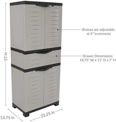 Sunnydaze 57" Garage Storage Cabinet with Doors & Shelves, Gray - Image 3