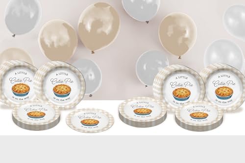 Birthday Galore Our Little Cutie Pie Is On The Way Baby Shower - 32 Piece Disposable Party Supplies - Fall Baby Shower Decorations - Round Party Plates - Large 9" Paper Plates In Bulk - Image 3